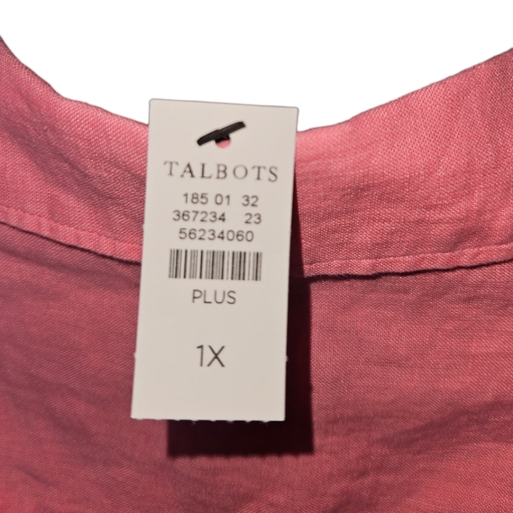 NWT Talbots Plus Linen Collared Button Up 3/4 Sle… - image 2